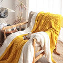 Yellow White Throw Blanket 200x230cm Chenille Fleece Suede Two-Sided Design