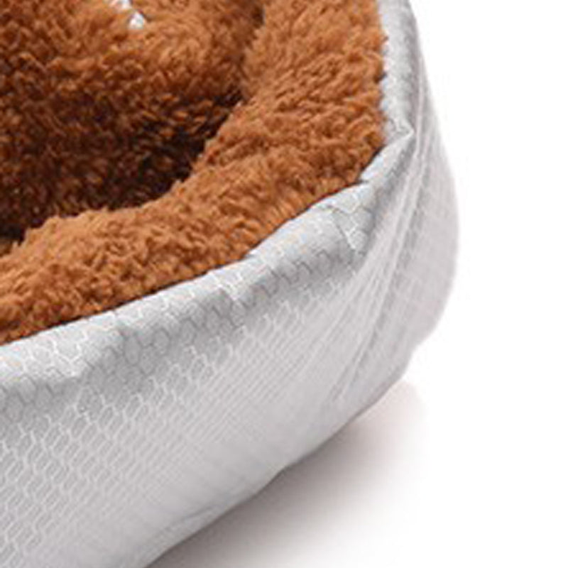 2X Silver Plush Dual Purpose Pet Cushion Nest Mat 40cmx26cmx13cm Anti Slip