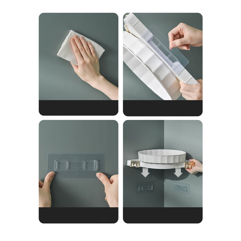 Green Wall-Mounted Rotating Bathroom Organizer Plastic 360 Degree Storage Shelf