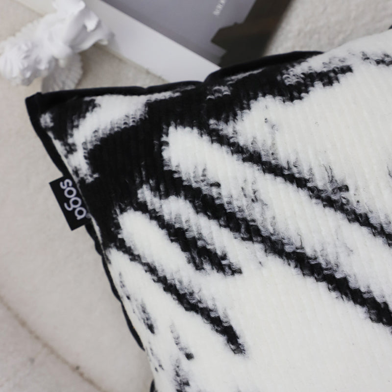 2X 35x55x18cm Throw Pillows Plush Polyester Cotton Blend Black White