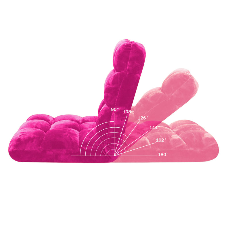2X Pink Folding Recliner Lounge Sofa Chair Cushion Adjustable Plush 108cm
