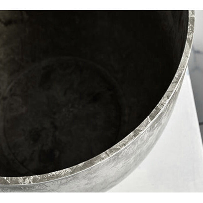 27cm Weathered Grey Round Resin Flower Pot Cement Pattern Indoor Planter