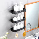 2X Wall Mounted Black Aluminum Storage Rack With Hooks Space Saving Design