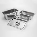 12X Stainless Steel Gastronorm Pan Full Size 1/3 10cm Deep with Lid