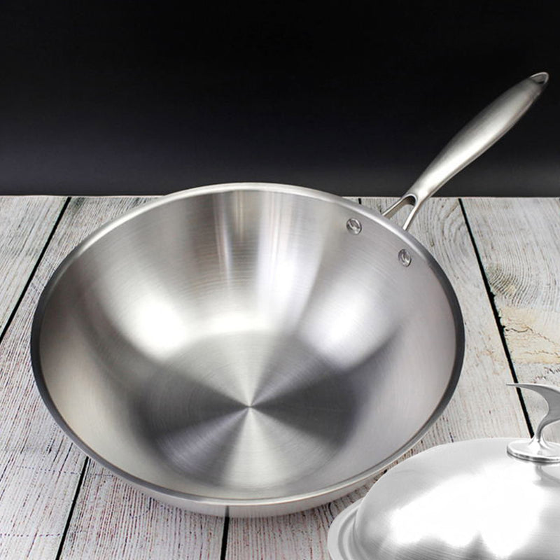 2X Stainless Steel Fry Pan 32cm Non-Stick Skillet with Lid Dishwasher Safe
