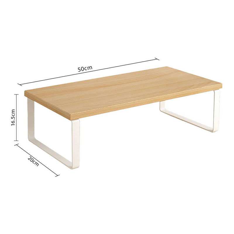 2X Wood Monitor Stand 50cm Ergonomic Desktop Organizer With Storage