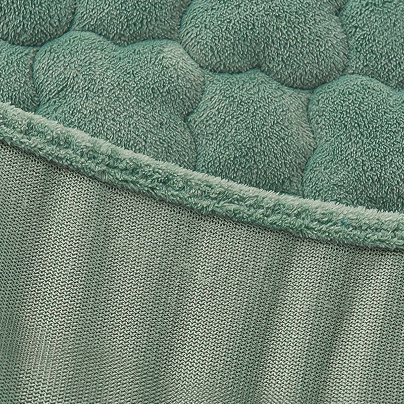 2X Green 153cm Quilted Fleece Mattress Cover Set with Pillow Covers