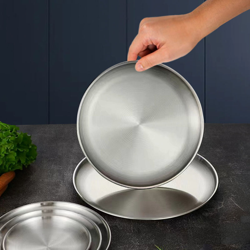 23cm Stainless Steel Grilling Plate Silver Non Stick Heat Resistant 5 Pack