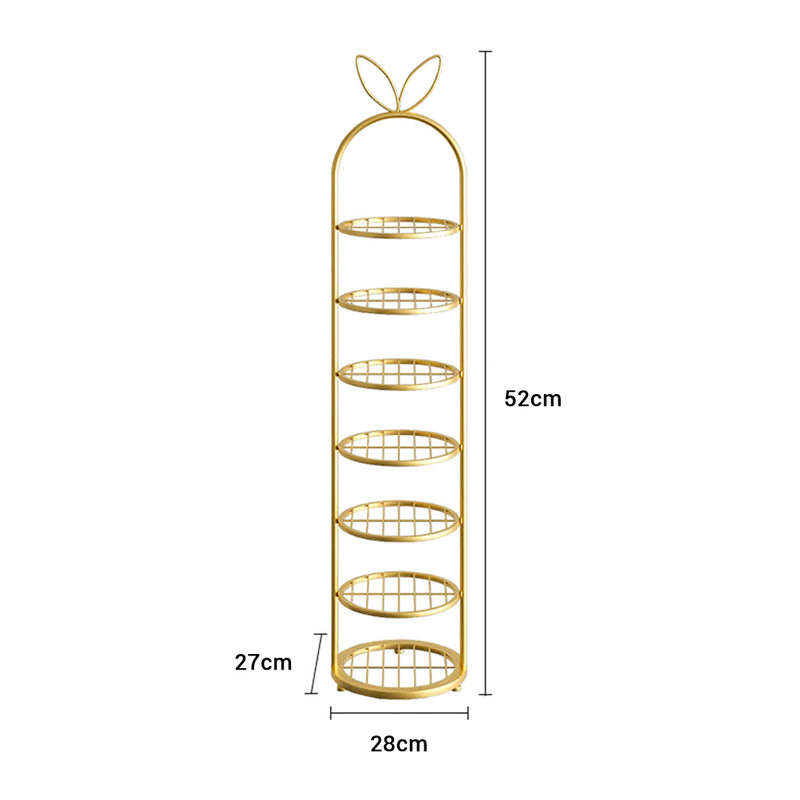2X 7 Tier Bunny Ears Gold Plated Metal Shoe Organizer 27x28x52cm