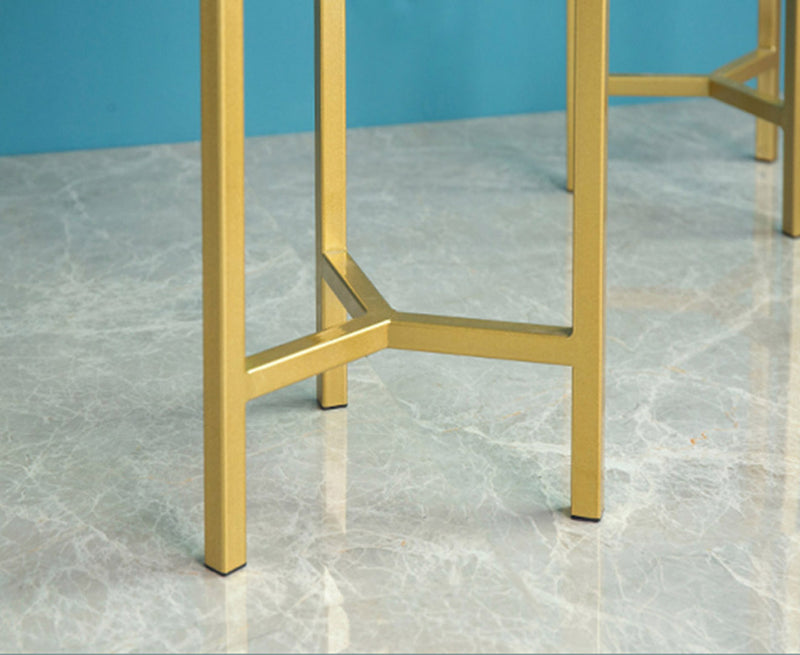 4X Gold Metal Plant Stand Set 30cm Tall 20cm Enamel Pots Corner