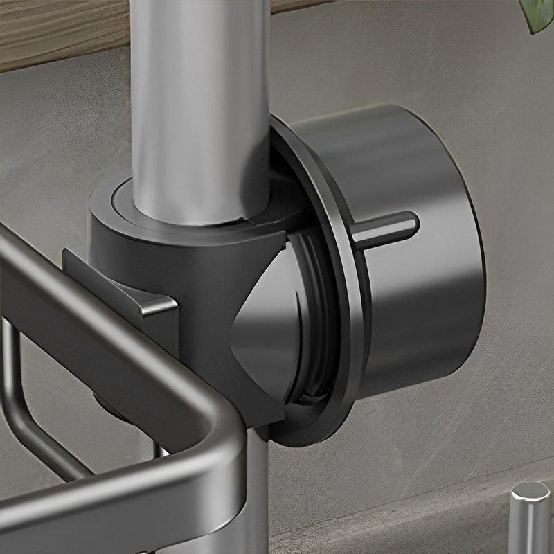 Kitchen Sink Faucet Sponge Caddy Aluminum Storage Rack Dark Grey 28.5x12x8cm
