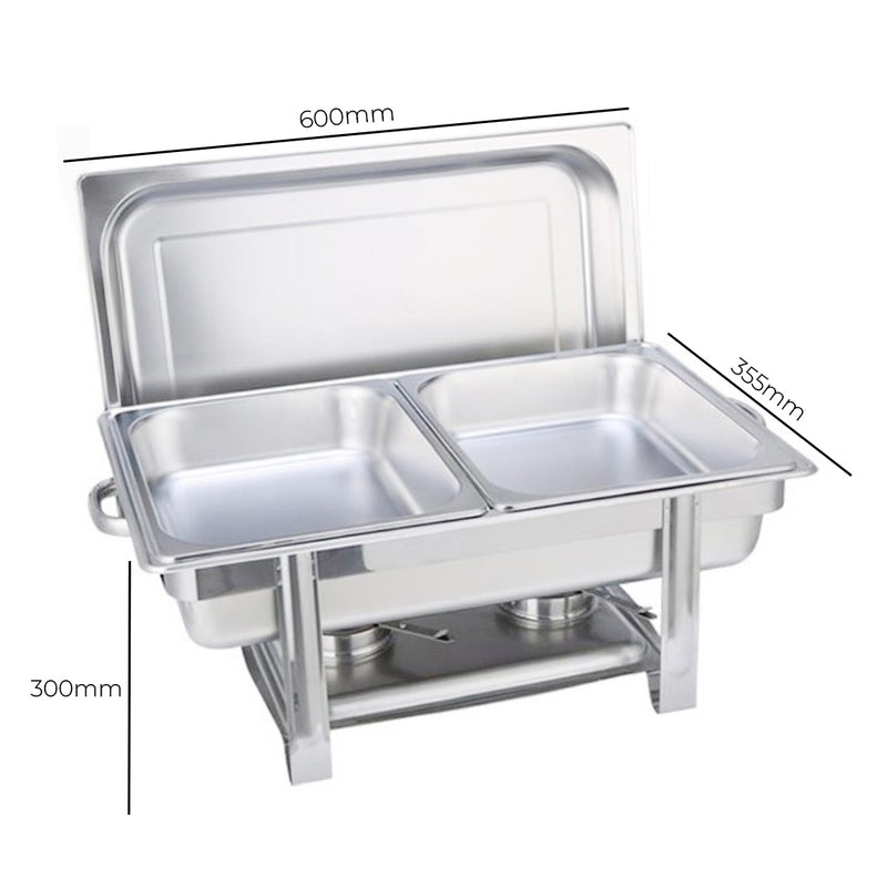 4X Stainless Steel Double Tray Chafing Dish Food Warmer 4.5L Catering Buffet