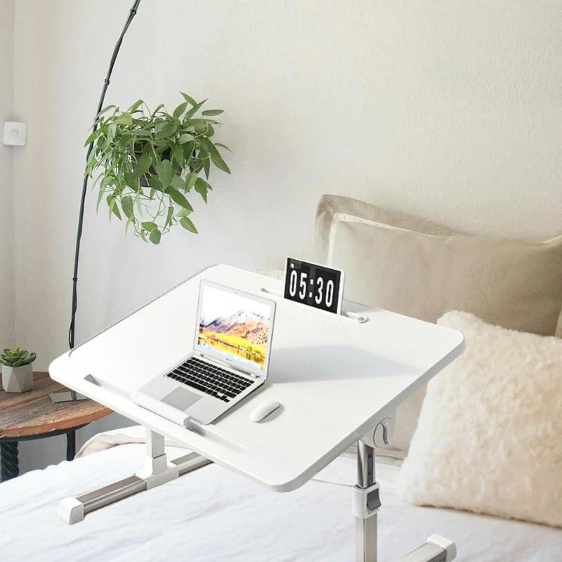 Laptop Bed Table Portable Foldable Aluminum 60X40cm Adjustable White