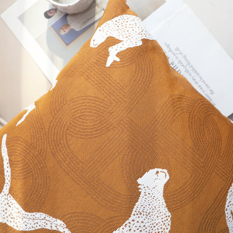 2X 50x50x18cm Throw Pillow Polyester Cotton Brown White Cheetah Print Soft Fill