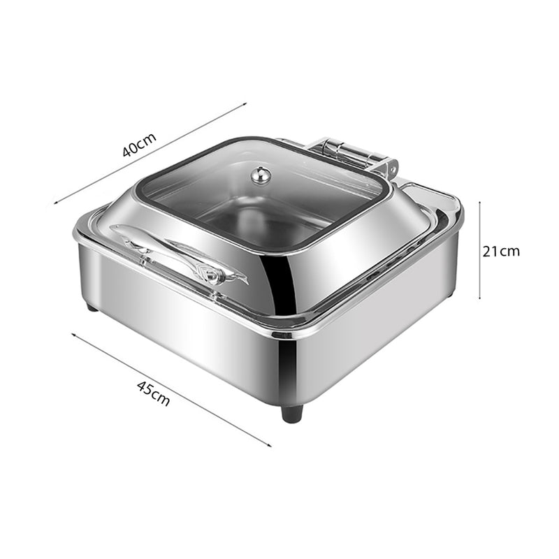 2X Stainless Steel Square Chafing Dish 6L Silver Top Lid Buffet Warmer