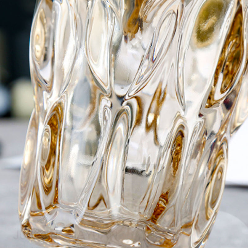 29.8cm Golden Amber Glass Crystal Vase Thick Durable Modern Home Decor