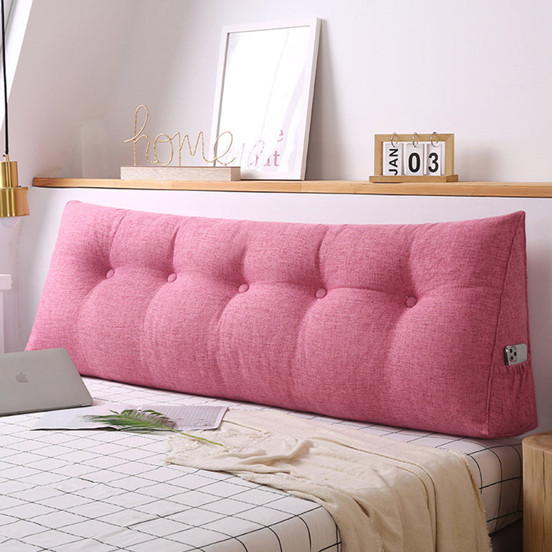 2X 180cm Pink Triangular Wedge Headboard Pillow Polyester Pp Fill Button Tufted