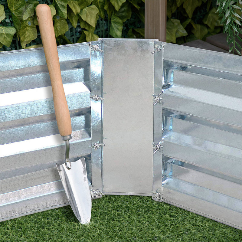 100cm Square Galvanized Raised Garden Bed Planter Box Silver Outdoor Use