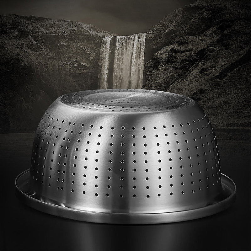 2X 3 Piece 18 10 Stainless Steel Nesting Perforated Colander Set 20Cm 22Cm 24Cm