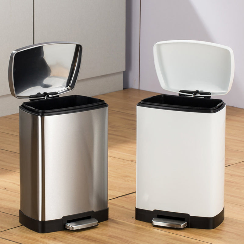 4X 12L Stainless Steel Rectangular Pedal Bin Soft Close Lid Silver