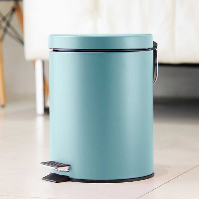 2X 7L Stainless Steel Pedal Bin Round Blue Soft Close Removable Liner