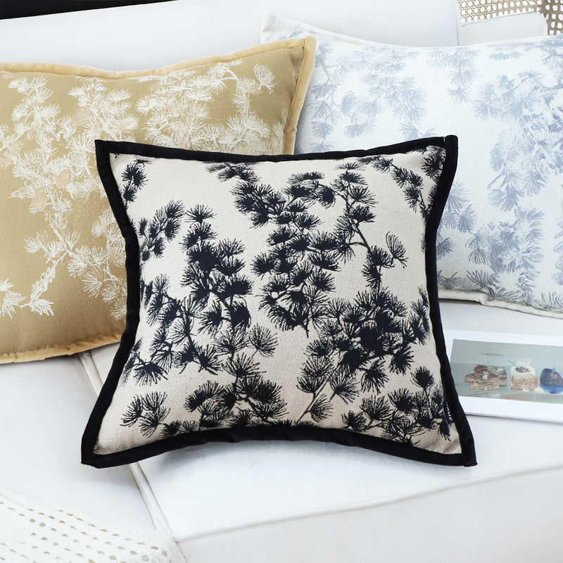 2X Throw Pillow Black White Square 45cm Wide Border Decorative Cushion Stylish