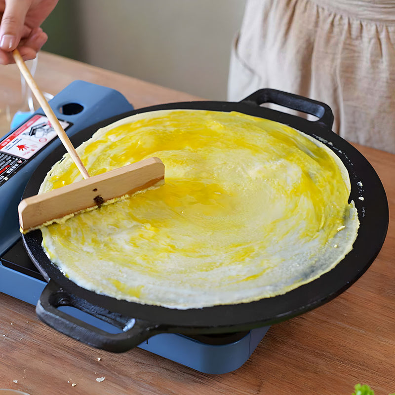 Cast Iron Crepe Pan 40X33cm Induction Pre Seasoned Nonstick Oven Safe