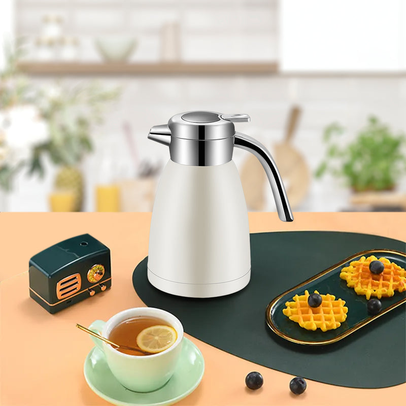 2X 2.2L Stainless Steel Insulated Vacuum Flask White Double Wall Spill Proof