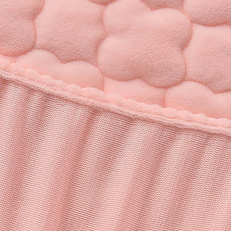 Pink Quilted Fleece Mattress Cover Set With Pillowcases Polyester 153cm Wide