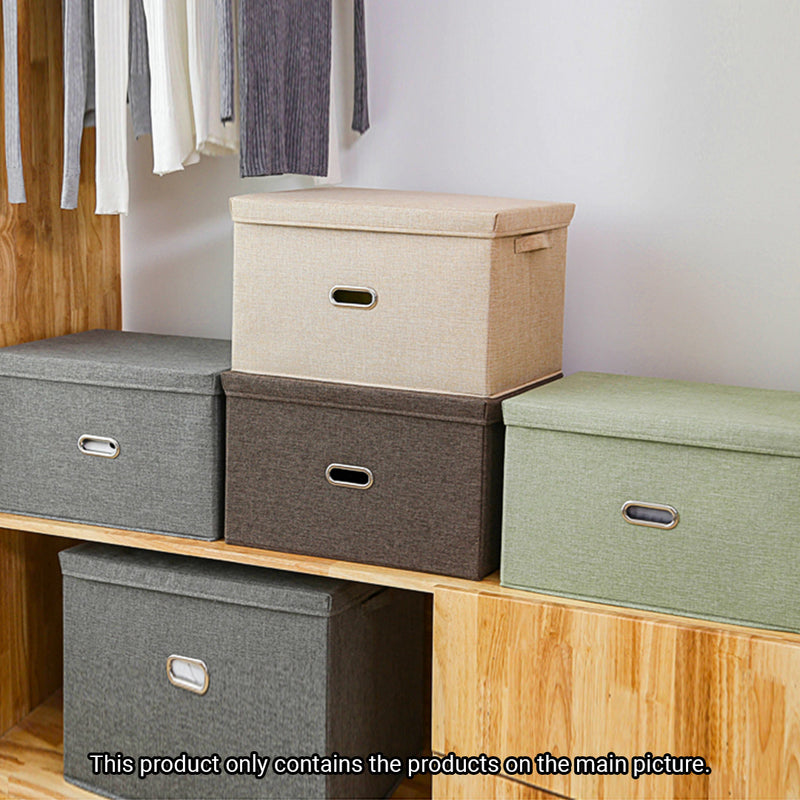 Large Foldable Canvas Storage Box Cube Organizer Durable Coffee Brown 44x29x30cm