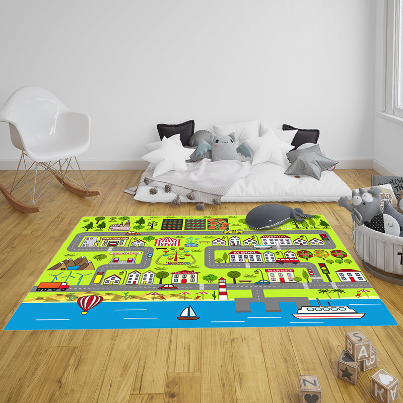 2X 120x180cm Kids Polyester Play Mat Street Map Educational Multicolor