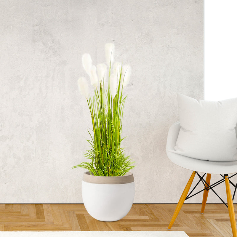 150cm Artificial Wheat Plume Grass Plant Green Indoor Decor Metal Planter