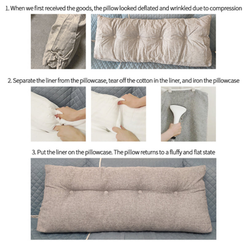 120cm Dark Grey Wedge Headboard Pillow Triangular Backrest with Pocket