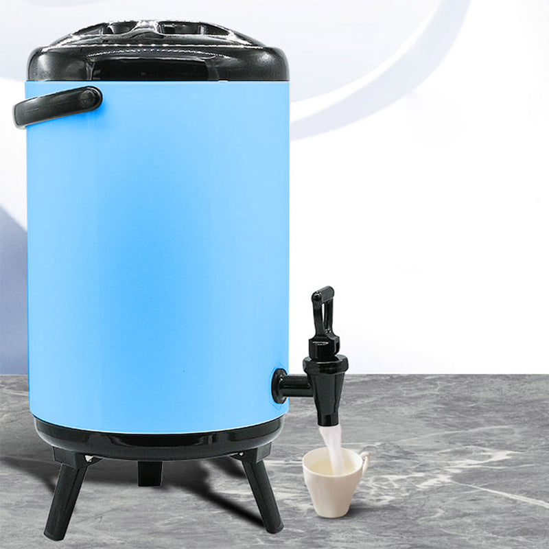 8X 14L Stainless Steel Insulated Beverage Dispenser Hot Cold With Faucet Blue