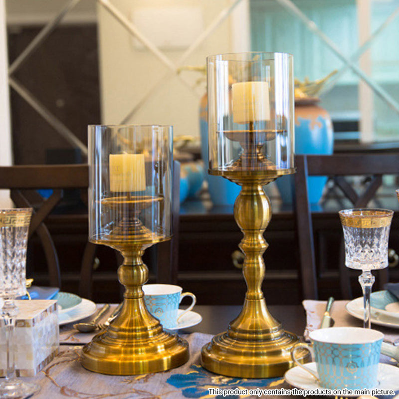 42cm Gold Pillar Candle Holder Stand Iron Glass Home Decor Table Centerpiece