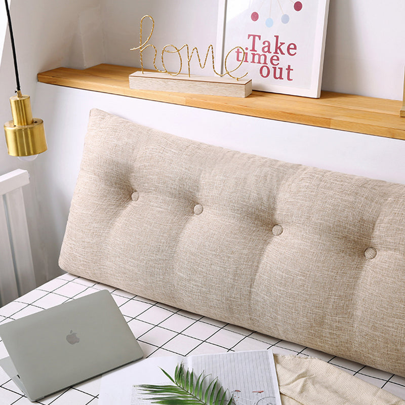 4X 150cm Triangular Wedge Headboard Pillow Polyester PP Fill Beige Button Tufted