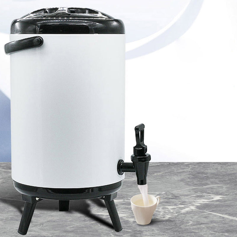 4X 18L Stainless Steel Insulated Milk Tea Beverage Dispenser With Faucet White