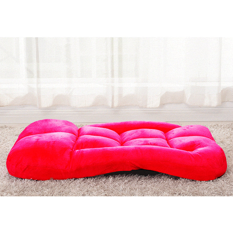 Floor Recliner Chair Foldable Flannel 95 x 55 x 14cm Red Armrest 5 Position