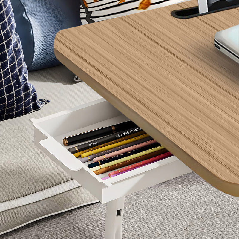 Adjustable Oak Bed Table Folding Mini Desk With Cup Holder Scratch Resistant