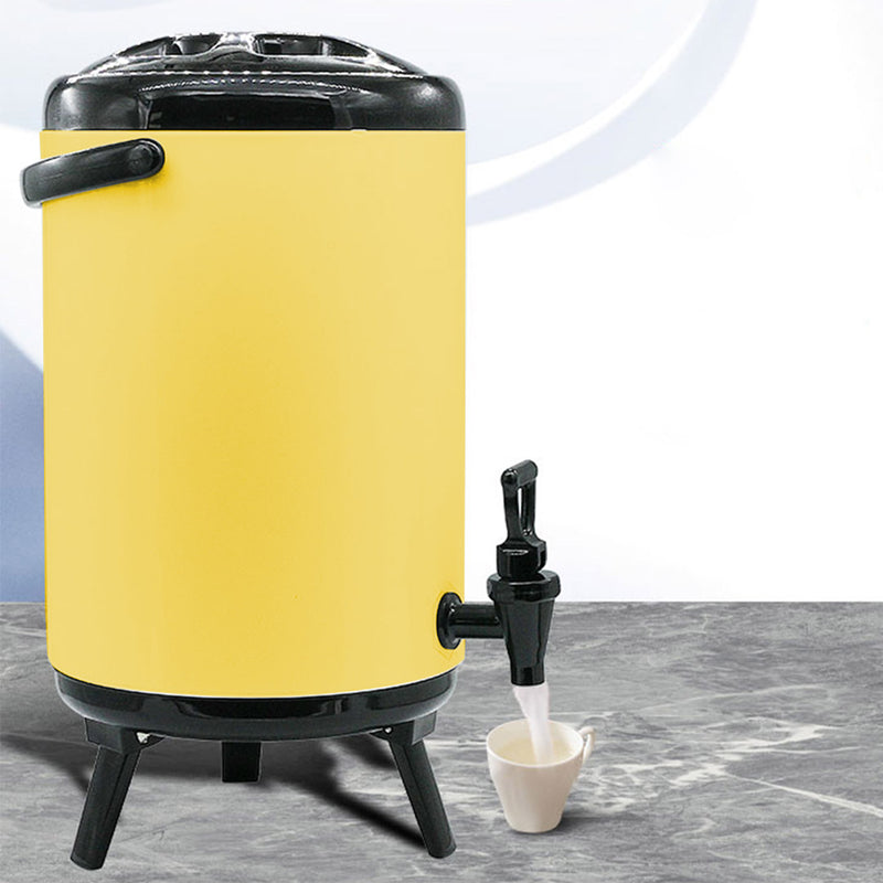 2X 18L Stainless Steel Insulated Milk Tea Beverage Dispenser With Faucet Yellow