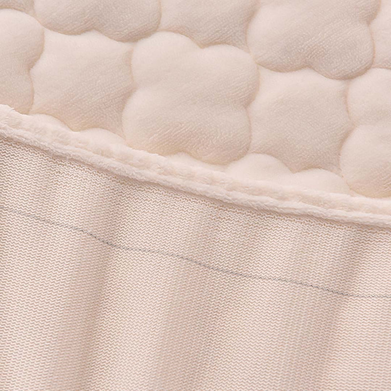 2X Beige Polyester Mattress Cover 203x183x40cm Quilted Fleece Stretch Fit