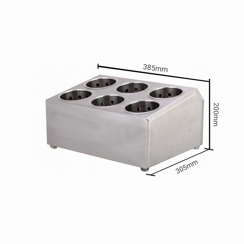 18/10 Stainless Steel Cutlery Holder 6 Holes 385X305X200mm Rust Resistant