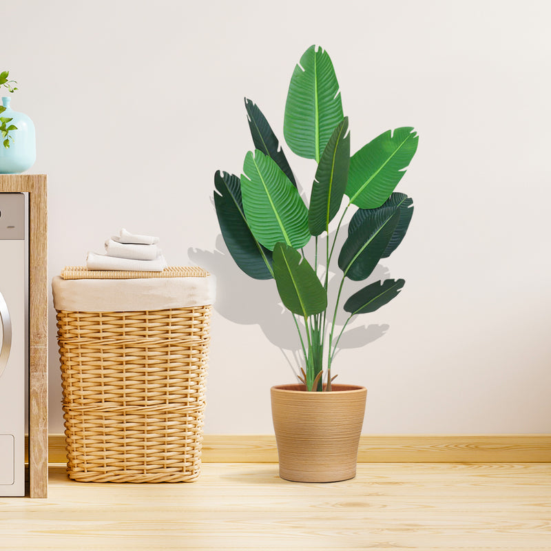 180cm Artificial Banana Plant Polyurethane Potted Woven Seagrass Basket Green