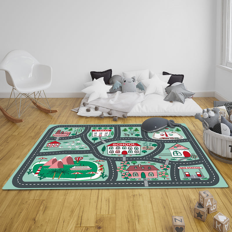 2X 120cm Kids Play Mat Educational Street Map Rug Soft Durable Multicolor