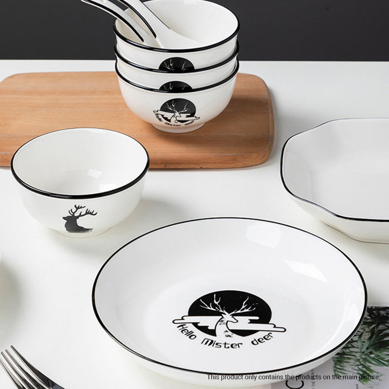 White Antler Ceramic Dinnerware Set 34 Piece Sleek Design Home Decor White