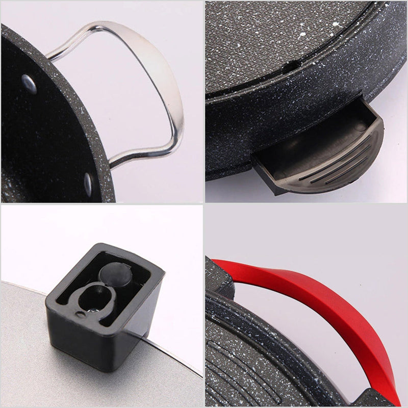 2 in 1 Electric Stone Coated Non Stick Hot Pot And Teppanyaki Grill 47cm Black