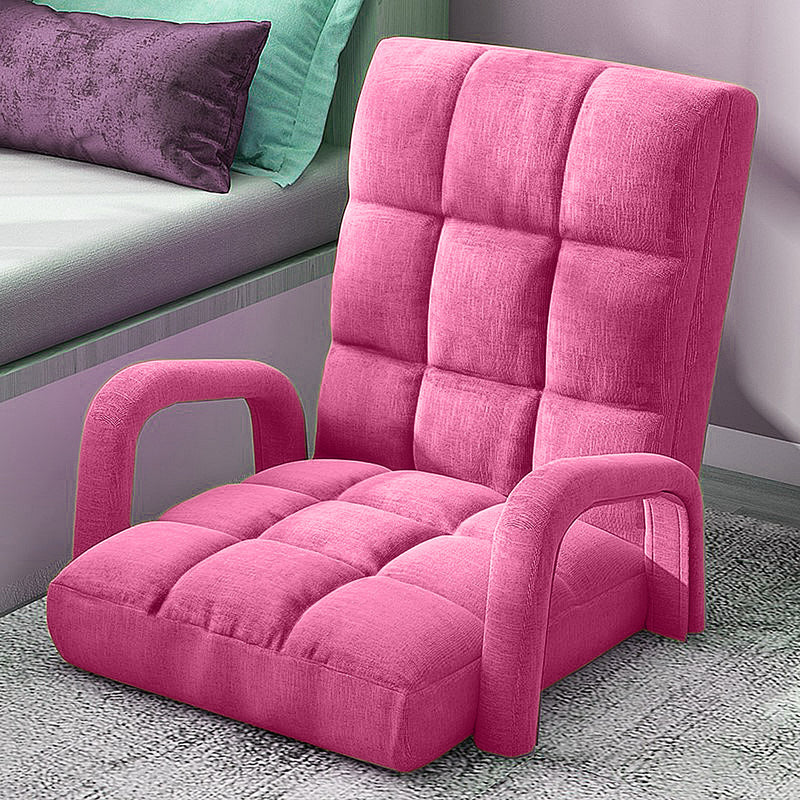 2X Foldable Floor Lounge Recliner Chair Linen Fabric 135x58x20cm Pink Adjustable