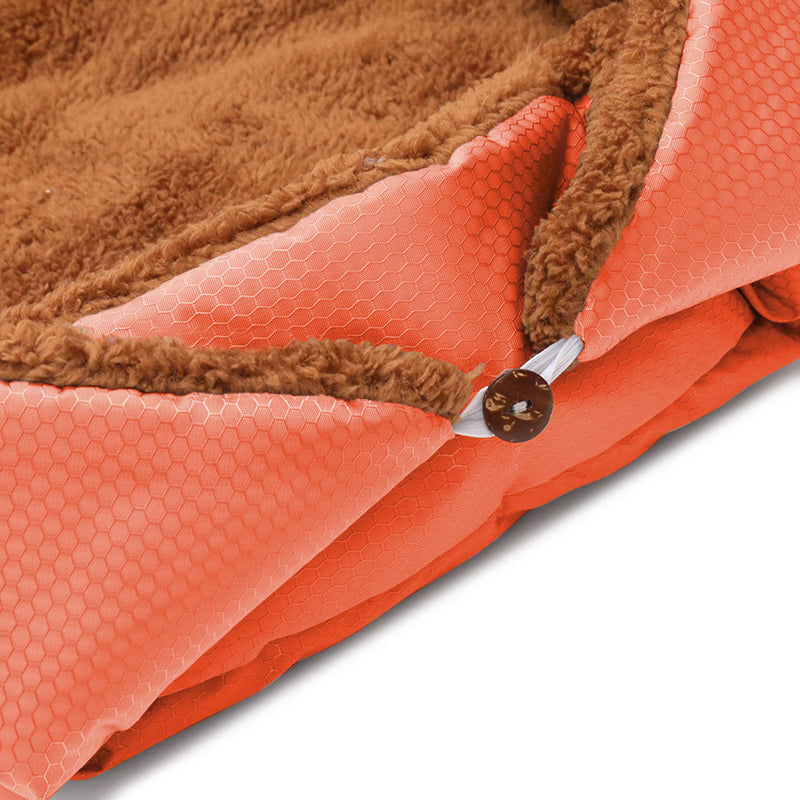 Dual Purpose Pet Cushion Nest Mat Plush 40cmx26cmx13cm Orange Anti Slip