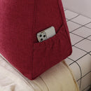 100cm Triangular Wedge Bed Pillow Polyester Rose Red Button Tufted Backrest