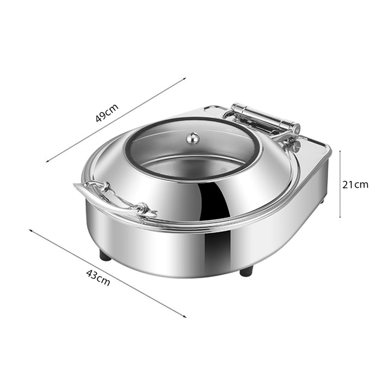2X Round Stainless Steel And Abs Chafing Dish 6L Silver Top Lid 43x49x21cm